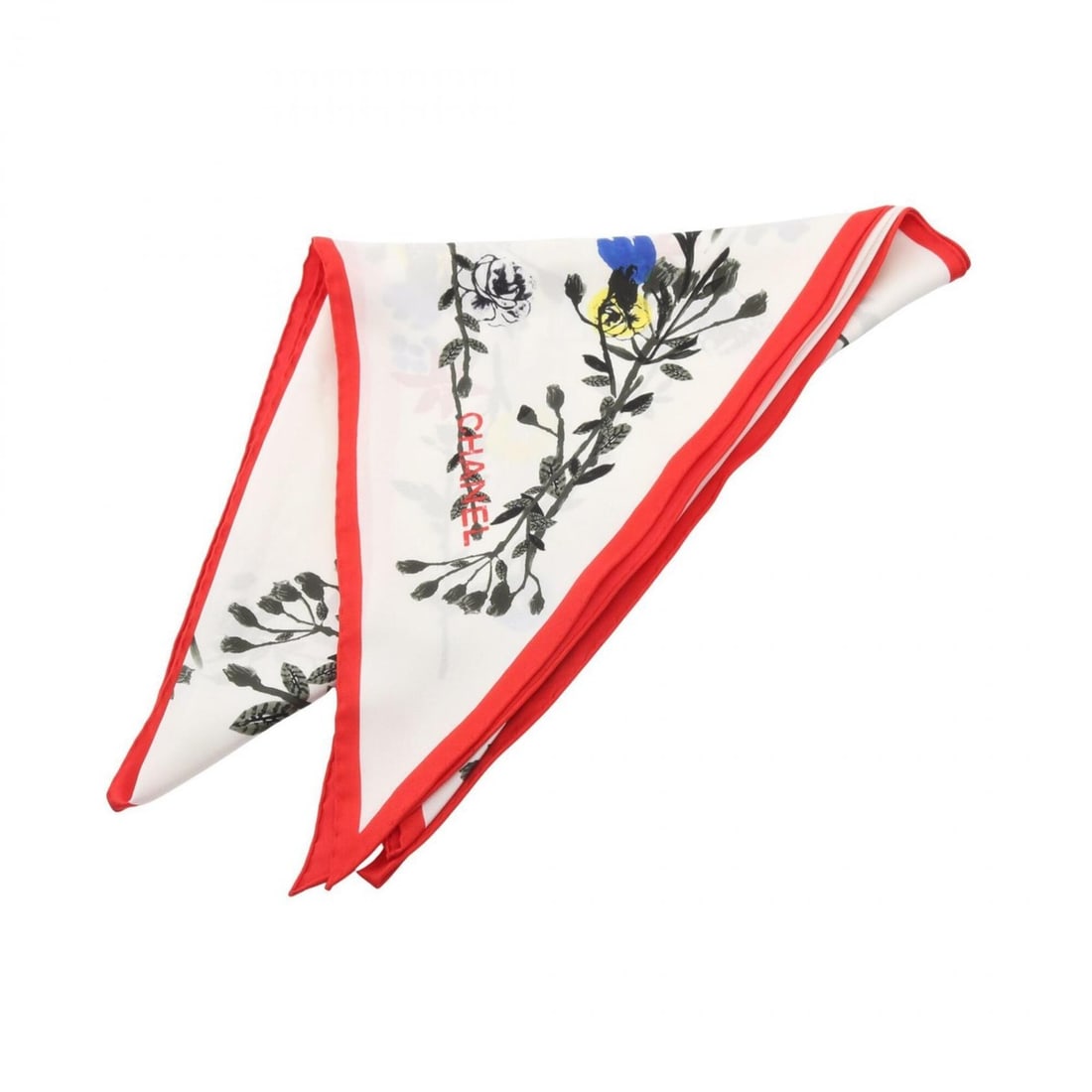 Chanel floral scarf/muffler, silk, women's, white/red/multicolor: --- Catalog ---Category: SizeSize (LxW): 2.1m x 1.03m / 82.67'' x 40.55''Category: DesignType: ScarfColor: Multi-color, Red color, WhiteGender: WomenMaterial: Silk Category: GeneralBrand: Chanel--- It