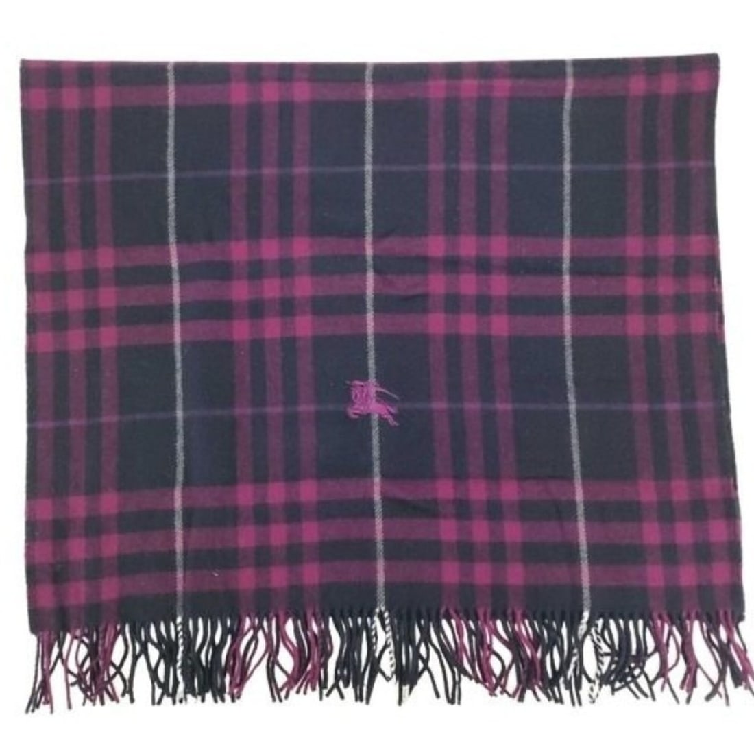BURBERRY Burberry Scarf/Stole, Purple Wool, Men's/Women's, Checkered Pattern (1 of 10)