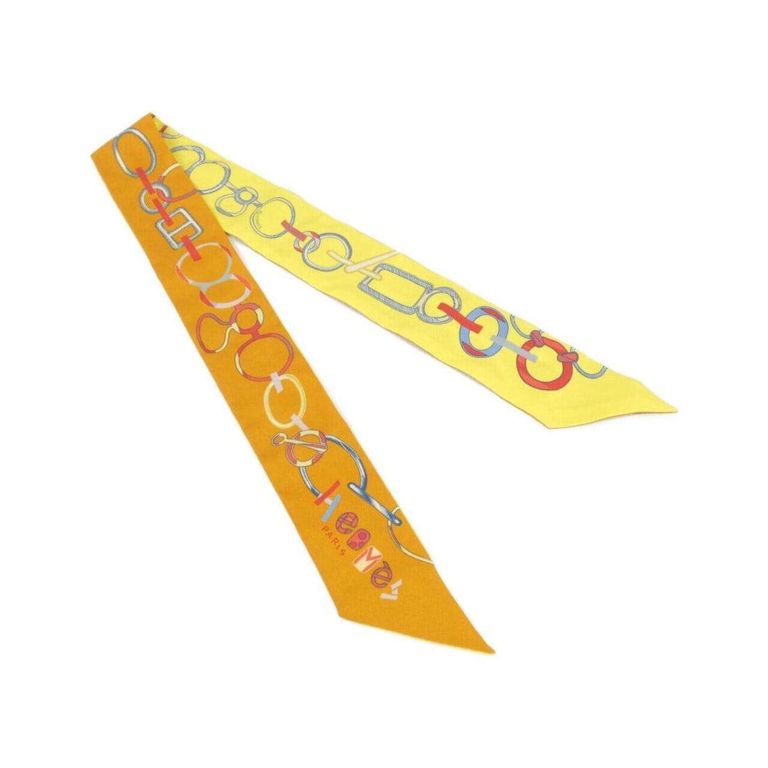 Hermes DO RE BOUCLES Twilly 063951S Scarf Muffler: --- Catalog ---Category: SizeSize (LxW): 5cm x 86cm / 1.96'' x 33.85''Category: DesignType: ScarfColor: Orange, YellowGender: WomenMaterial: Silk Category: GeneralMPN: 063951SBrand: Hermes--- Item Lis