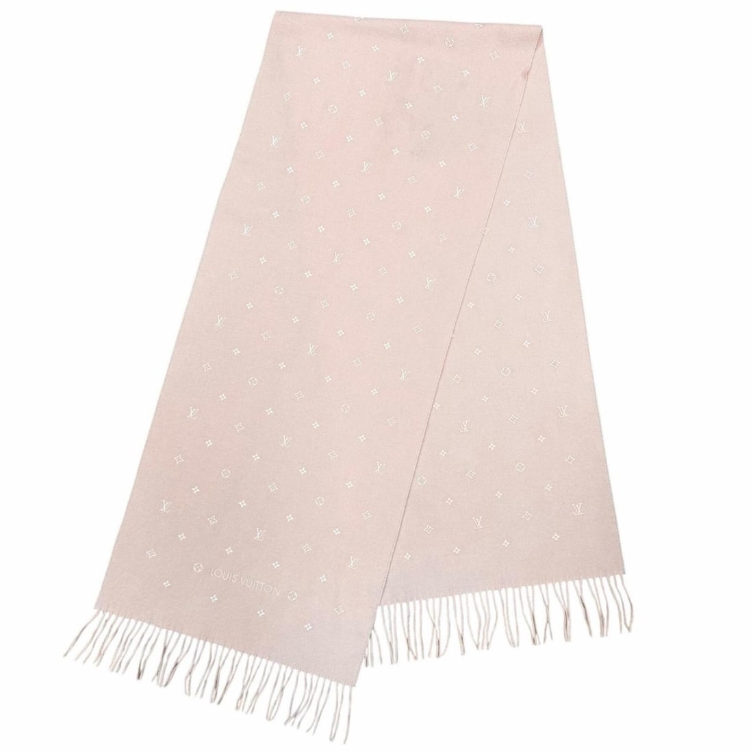 LOUIS VUITTON Louis Vuitton 2024 model M78205 Echarpe LV Stellar Monogram fringed scarf Pink Made in (1 of 8)
