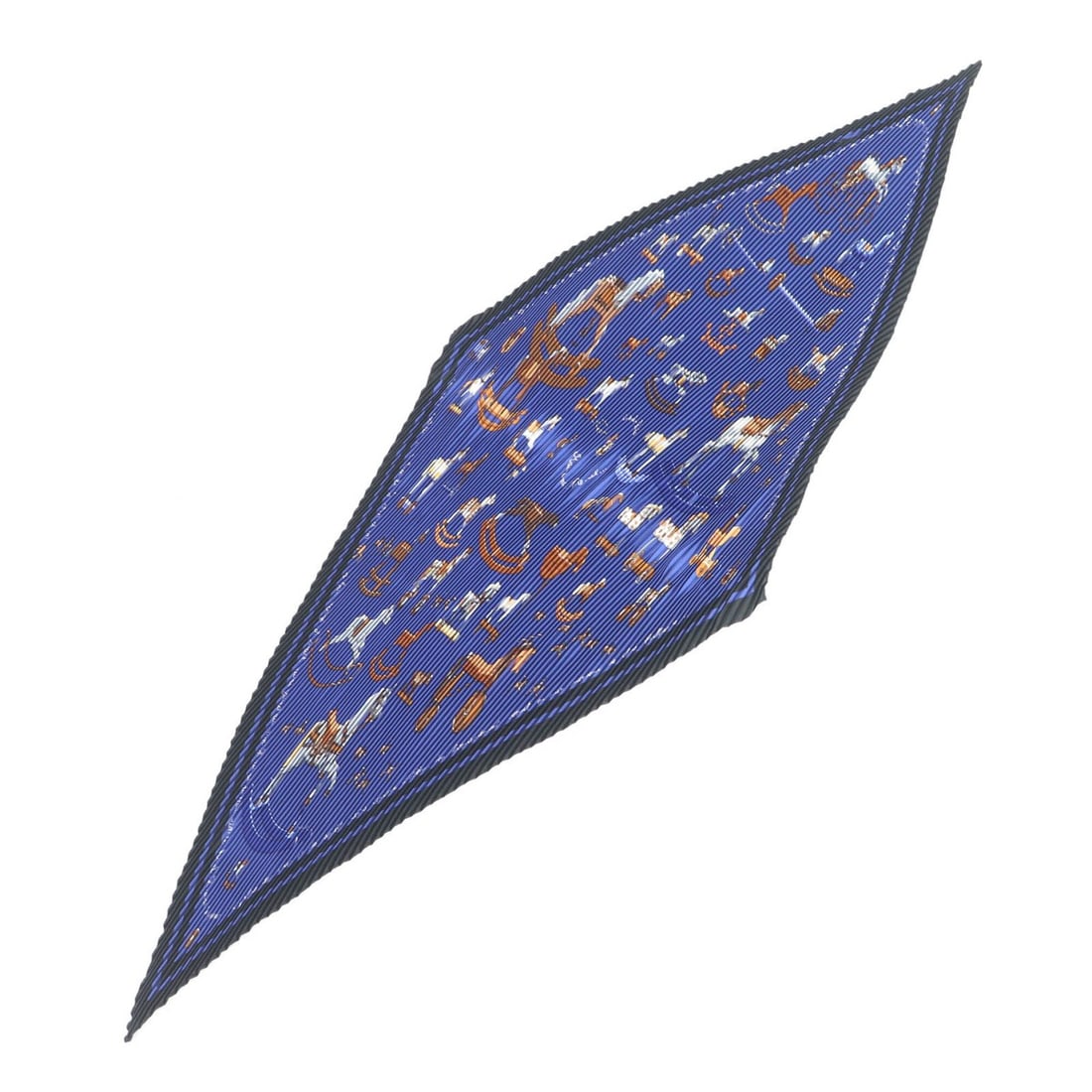 HERMES Carre 90 Blue Rocking Horse 100% Silk Pleated Scarf/Muffler Multi-colored with Box Women's (1 of 7)