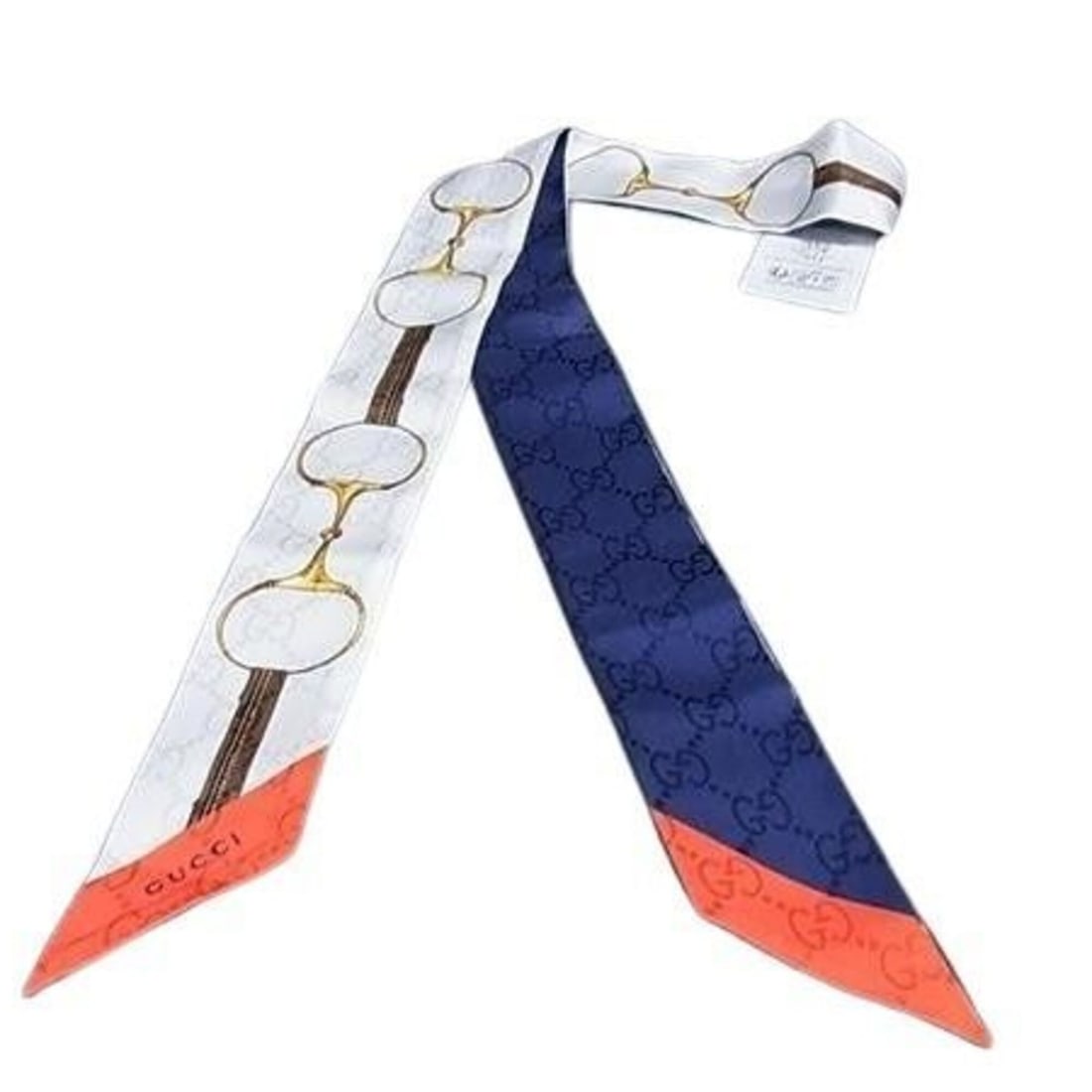 GUCCI Ribbon Scarf/Muffler Neck Bow 774803 Multicolor Silk Women's Horsebit GG Pattern: --- Catalog ---Category: SizeSize (LxW): 1.2m x 5.3cm / 47.24'' x 2.08''Category: DesignType: ScarfColor: Blue, Multi-color, Red color, WhiteGender: WomenMaterial: Silk Category: GeneralMPN: 774803Bra