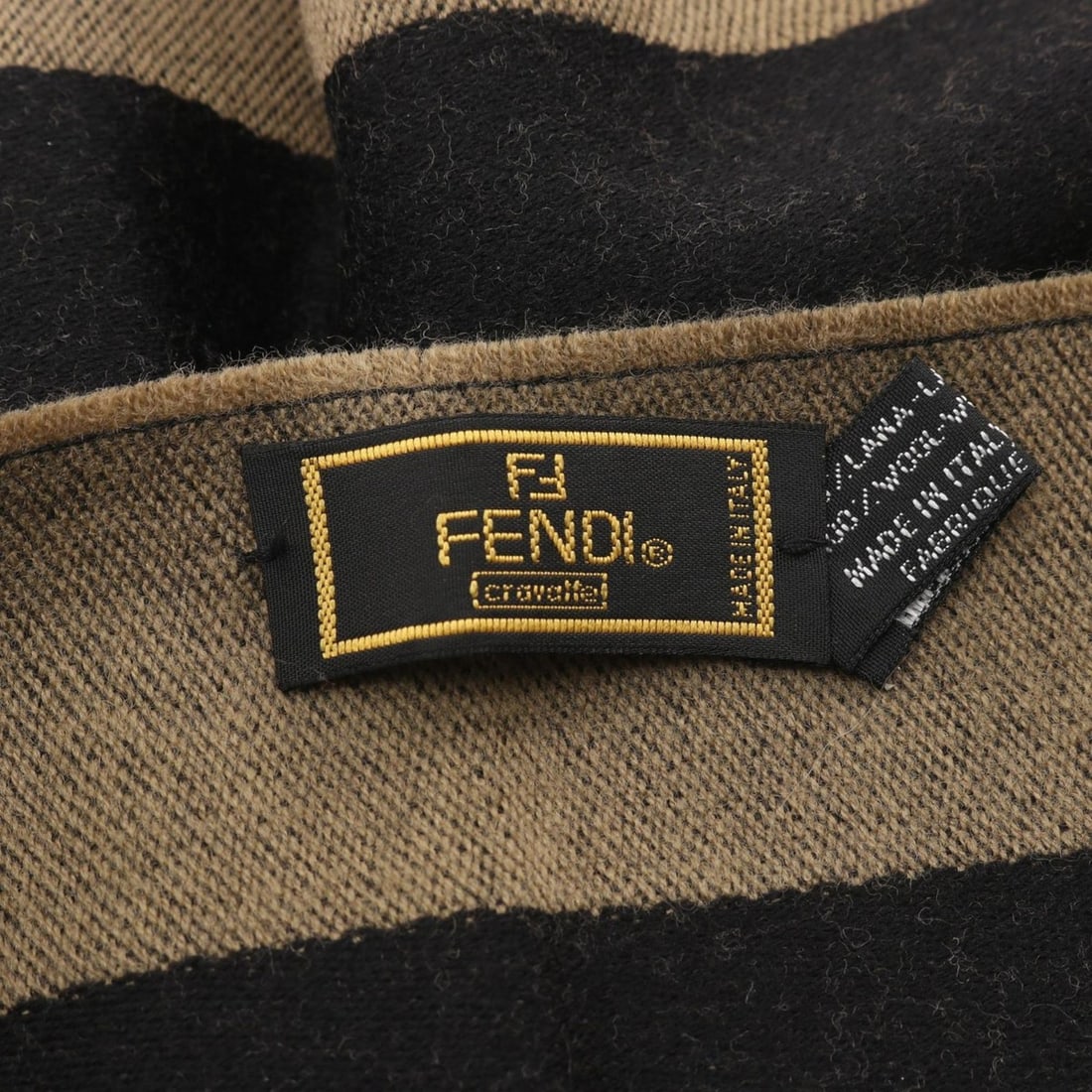 Fendi FF pattern scarf, men's wool, gray/black. - 3