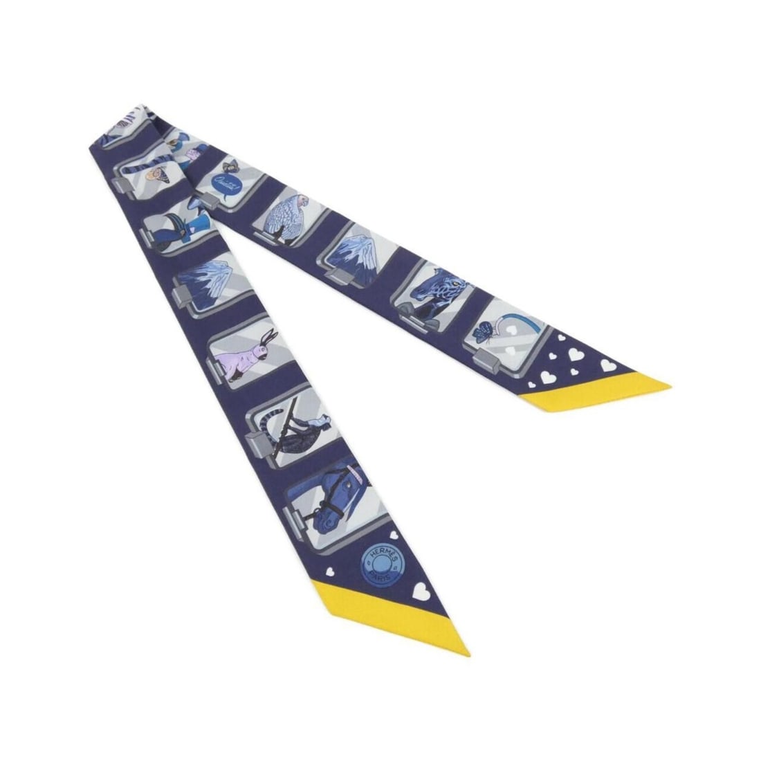 Hermes HERMES STORY Twilly 063875S Scarf Muffler: --- Catalog ---Category: SizeSize (LxW): 5cm x 86cm / 1.96'' x 33.85''Category: DesignType: ScarfColor: BlueGender: WomenMaterial: Silk Category: GeneralMPN: 063875SBrand: Hermes--- Item List