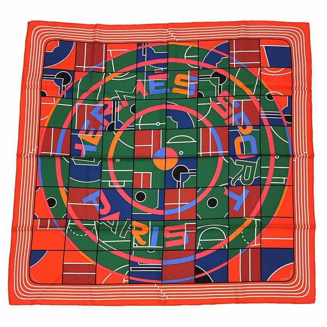 HERMES scarf/muffler, Carre 90, SPORT, CAPUCINE/VERT/BLEU, 100% silk.: --- Catalog ---Category: SizeSize (LxW): 90cm / 35.43''Category: DesignType: ScarfColor: Multi-color, Red colorGender: WomenMaterial: Silk Category: GeneralBrand: Hermes--- Item List ---Section: