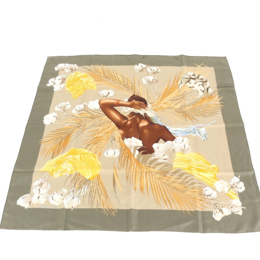 Hermes Carre 90 TURBANS DES REINES (Princess Turbans) Silk Scarf/Muffler for Women: --- Catalog ---Category: SizeSize (LxW): 88cm x 88cm / 34.64'' x 34.64''Category: DesignType: ScarfColor: Beige, KhakiGender: WomenMaterial: Silk Category: GeneralBrand: HermesCountry of Origin: Italy