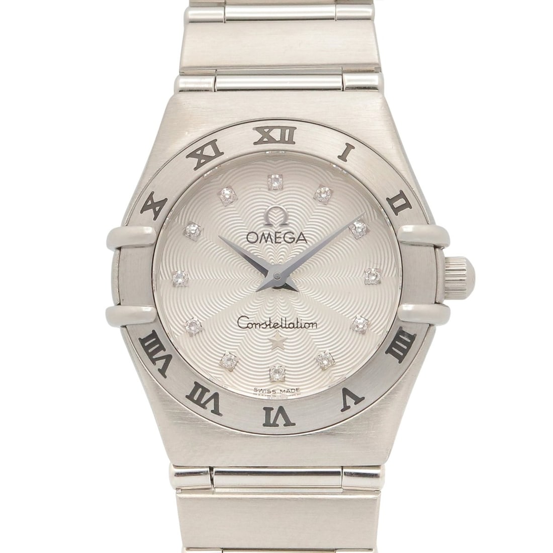Omega Constellation Mini 12-Diamond Watch, Stainless Steel, Silver Tone, Ladies' 1562.36: --- Catalog ---Category: SizeWrist Size: 15cm / 5.9''Case Diameter: 22.5mm / 0.89''Category: DesignType: WristwatchGender: WomenMaterial (Band): Stainless steelMaterial (Case): Stainless steelCategory