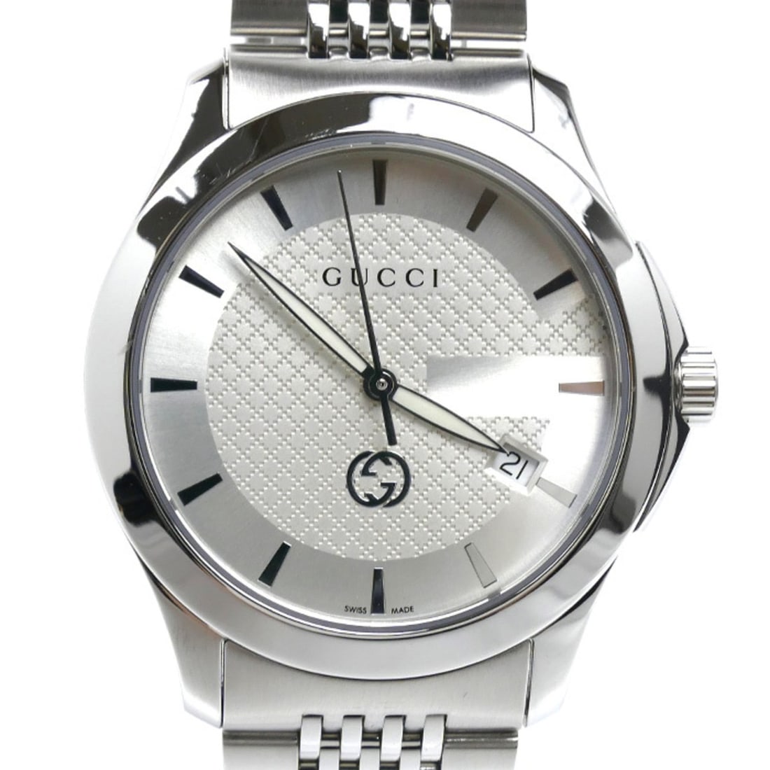 GUCCI G-Timeless Watch, Battery Operated, YA1264174 126.4, Men's: --- Catalog ---Category: SizeWrist Size: 19.5cm / 7.67''Case Diameter: 38mm / 1.5''Category: DesignType: WristwatchGender: MenColor (Dial): SilverMaterial (Band): Stainless steelMaterial (Case): Stain
