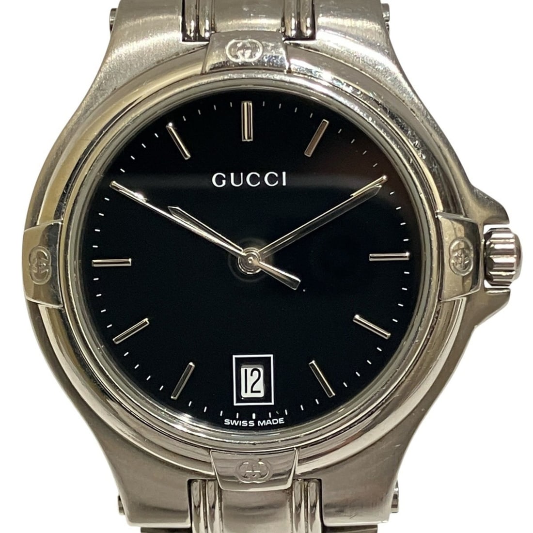 Gucci GUCCI watch, total weight 105.4g, stainless steel, quartz movement, black dial, 9040M: --- Catalog ---Category: SizeWrist Size: 16.5cm / 6.49''Case Diameter: 36mm / 1.42''Category: DesignType: WristwatchGender: MenColor (Dial): BlackMaterial (Band): Stainless steelMaterial (Case): Stain