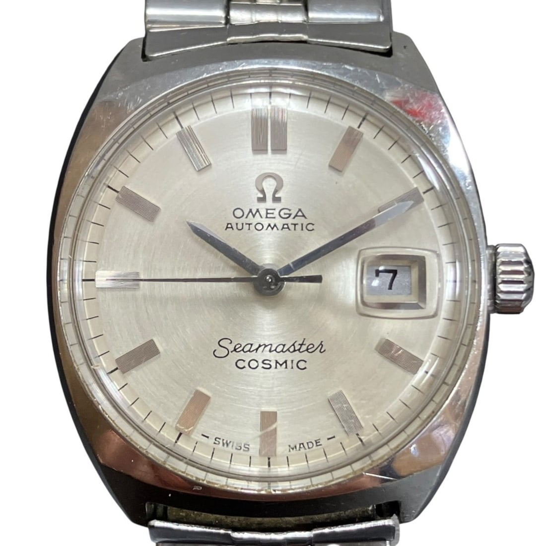 Omega Seamaster Cosmic watch, total weight 48.8g, stainless steel, automatic movement, silver dial.: --- Catalog ---Category: SizeWrist Size: 16cm / 6.29''Case Diameter: 24.6mm / 0.97''Category: DesignType: WristwatchGender: MenColor (Dial): SilverMaterial (Band): Stainless steelMaterial (Case): Stai