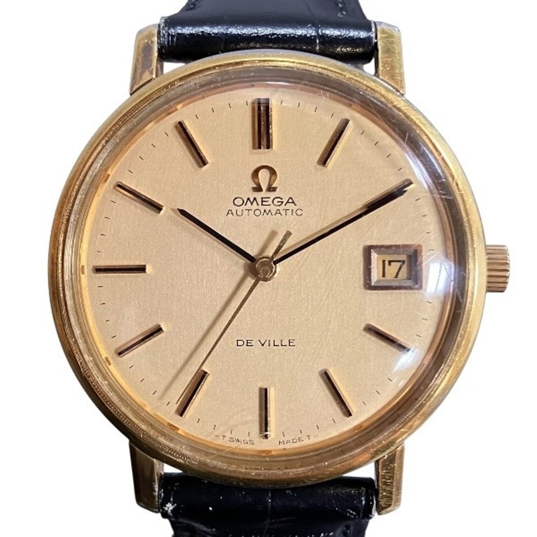 Omega wristwatch, total weight 53.2g, stainless steel, genuine leather strap, automatic movement,: --- Catalog ---Category: SizeWrist Size: 15cm - 20cm / 5.9'' - 7.87''Case Diameter: 35mm / 1.38''Category: DesignType: WristwatchGender: MenColor (Dial): GoldMaterial (Band): LeatherMaterial (Case): G
