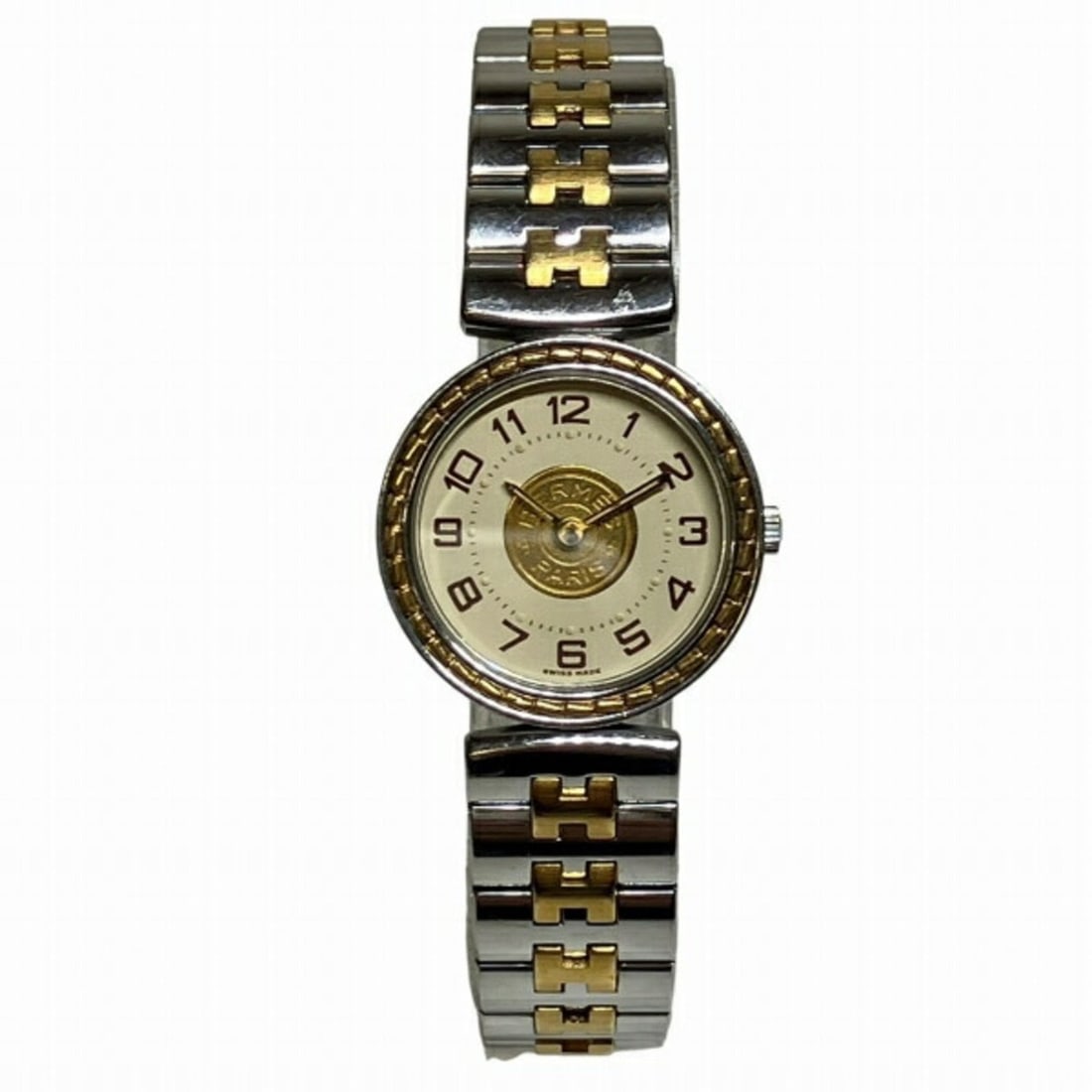 Hermes Sellier Quartz Watch for Women: --- Catalog ---Category: SizeWrist Size: 16cm / 6.29''Case Diameter: 23mm / 0.91''Category: DesignType: WristwatchGender: WomenColor (Dial): WhiteMaterial (Band): Stainless steelMaterial (Case): Stain