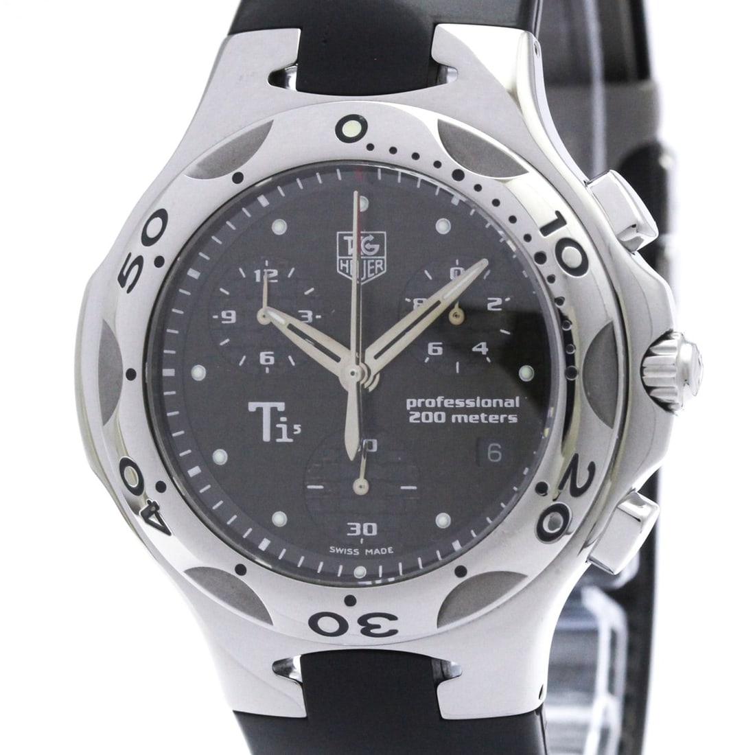 TAG HEUER Kirium Chronograph Ti5 Titanium Quartz Watch CL1181 Polished: --- Catalog ---Category: SizeCase Diameter: 39mm / 1.54''Category: DesignType: WristwatchStyle: SportGender: MenColor (Dial): CarbonMaterial (Band): RubberMaterial (Case): TitaniumCategory: GeneralLin