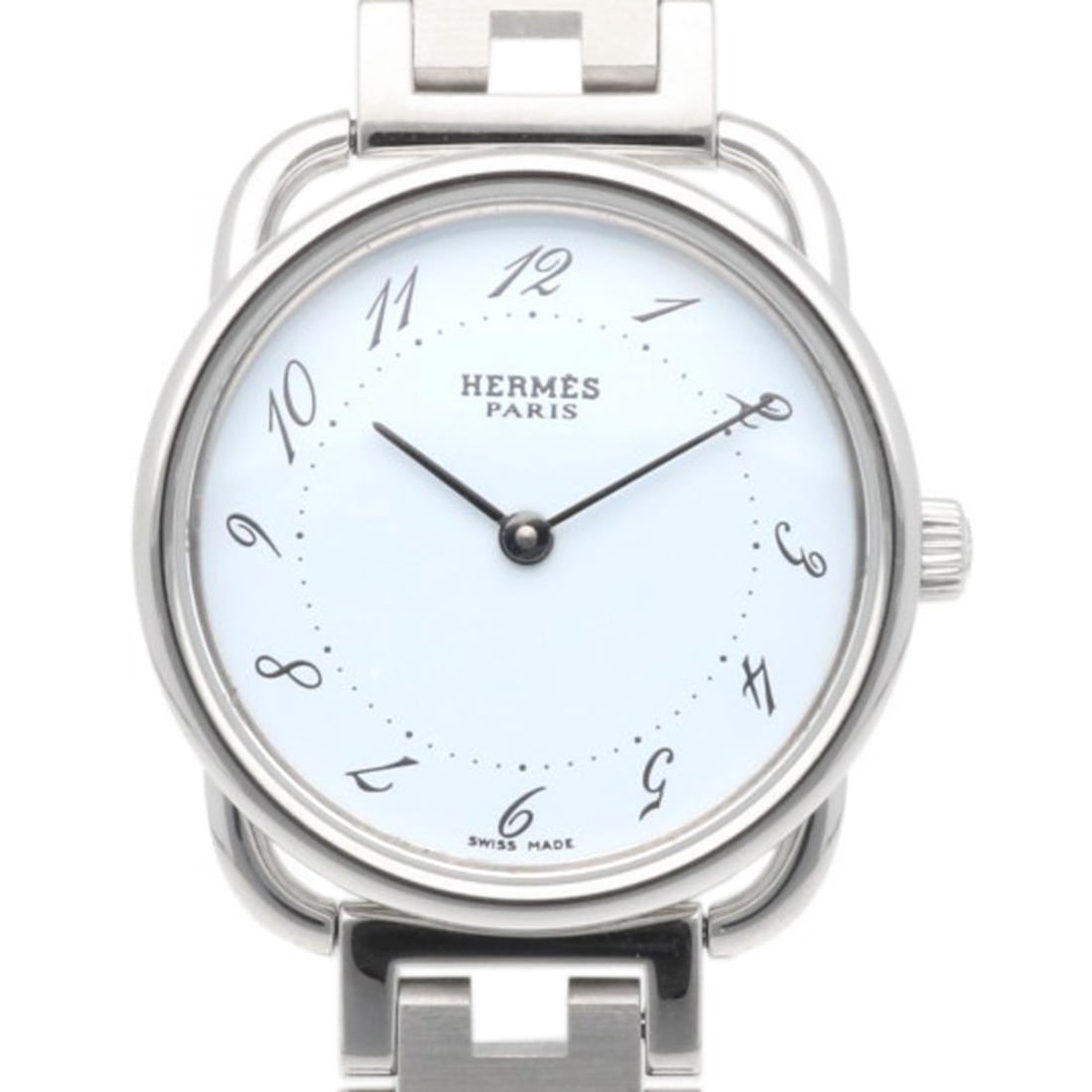 Hermes Arceau watch, stainless steel, quartz, women's, pre-owned. (AR3.210): --- Catalog ---Category: SizeWrist Size: 17cm / 6.69''Case Diameter: 25mm / 0.98''Category: DesignType: WristwatchGender: WomenMaterial (Band): Stainless steelMaterial (Case): Stainless steelCategory: