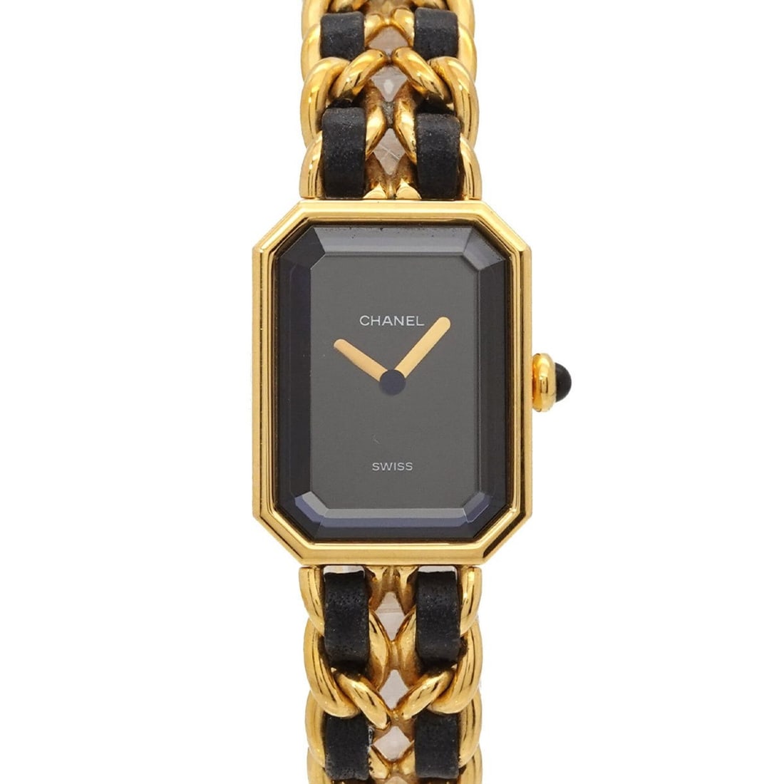 Chanel Premiere Large Size H0001 Women's Watch Black Gold Quartz: --- Catalog ---Category: SizeWrist Size: 16cm / 6.29''Case Diameter: 20mm / 0.79''Category: DesignType: WristwatchGender: WomenColor (Dial): BlackMaterial (Band): Gold plated, Leather, Stainless steel