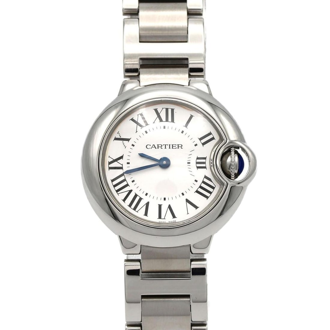 Cartier Ballon Bleu SM W69010Z4 SS Quartz Watch: --- Catalog ---Category: SizeWrist Size: 17cm / 6.69''Case Diameter: 28mm / 1.1''Category: DesignType: WristwatchGender: WomenColor (Dial): SilverMaterial (Band): Stainless steelMaterial (Case): Stain