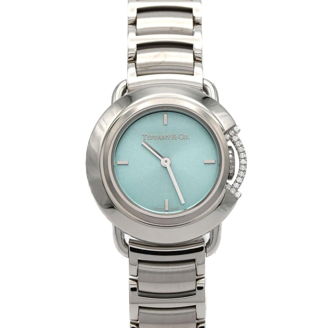 Tiffany & Co. T LIMITED 68477409 SS Quartz Watch: --- Catalog ---Category: SizeWrist Size: 20cm / 7.87''Case Diameter: 25mm / 0.98''Category: DesignType: WristwatchGender: WomenColor (Dial): BlueMaterial (Band): Stainless steelMaterial (Case):