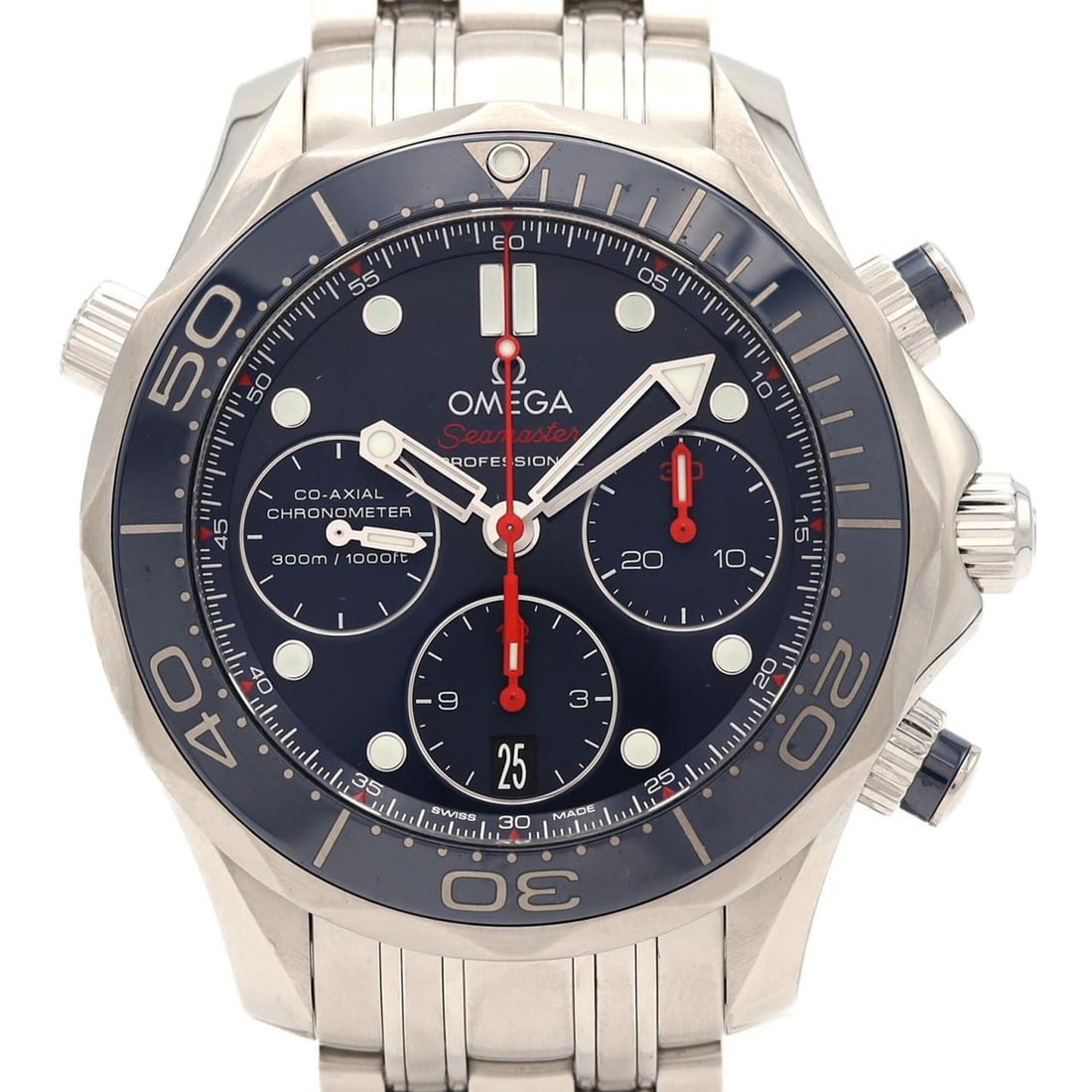 Omega Seamaster Pro Chronograph 212.30.42.50.03.001 Stainless Steel Automatic Watch: --- Catalog ---Category: SizeWrist Size: 17.5cm / 6.88''Case Diameter: 41.5mm / 1.63''Category: DesignType: WristwatchGender: MenColor (Dial): BlueMaterial (Band): Stainless steelMaterial (Case): Stai