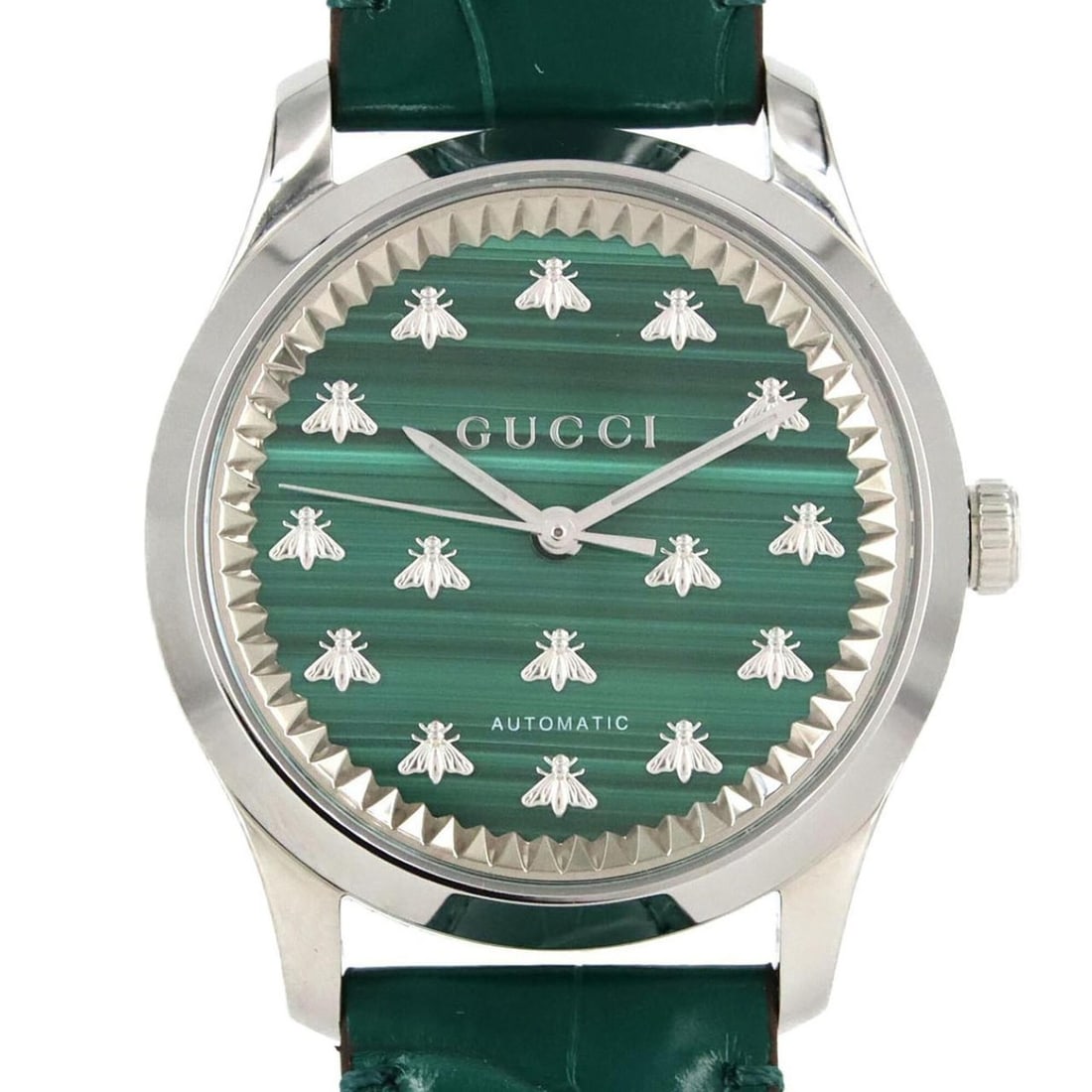 Gucci G-Timeless 126.4 YA1264213 Stainless Steel Automatic Watch: --- Catalog ---Category: SizeCase Diameter: 38mm / 1.5''Category: DesignType: WristwatchGender: MenColor (Dial): GreenMaterial (Case): Stainless steelCategory: GeneralBrand: GucciCategory: MovementMov