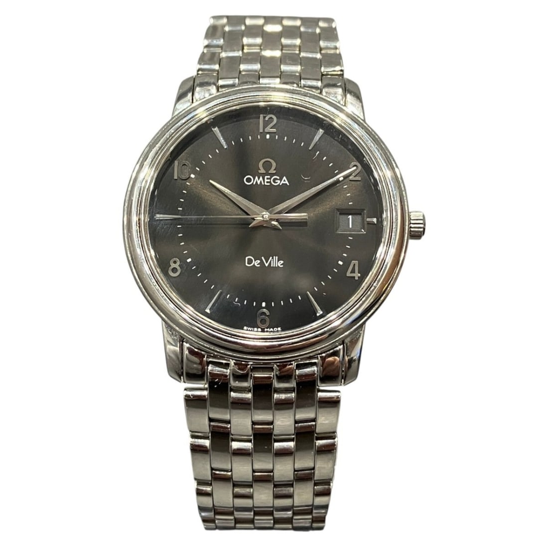 Omega Prestige Date De Ville Watch, Total Weight 78.8g, Stainless Steel, Quartz, Black Dial, 4510.50 (1 of 9)