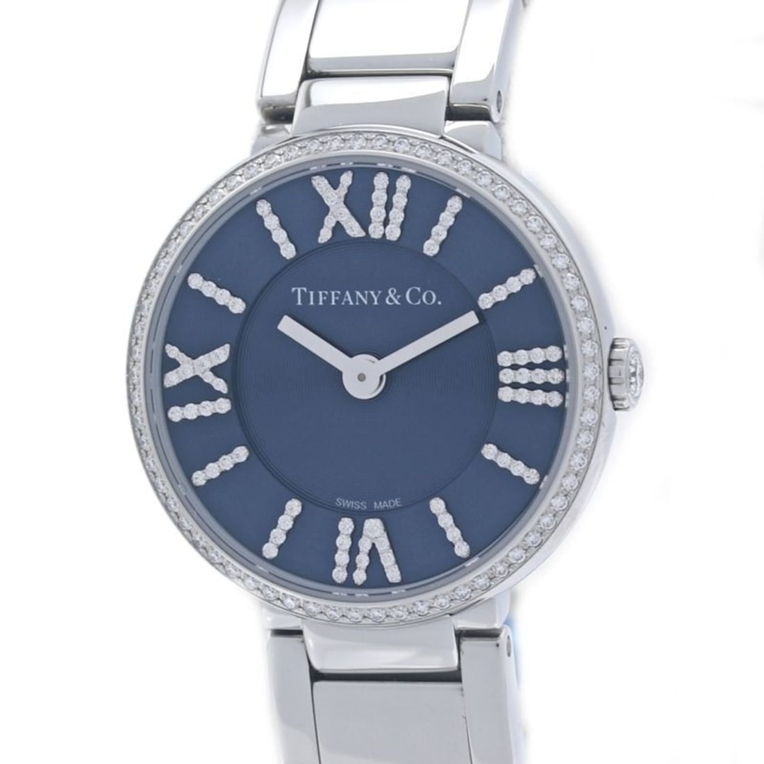 TIFFANY&Co. Tiffany Atlas 2-Hand Bezel Diamond 69291651 Women's Watch Stainless Steel 40349: --- Catalog ---Category: SizeWrist Size: 19cm / 7.48''Case Diameter: 24mm / 0.94''Category: DesignType: WristwatchGender: WomenColor (Dial): NavyMaterial (Band): Stainless steelMaterial (Case): Stainl