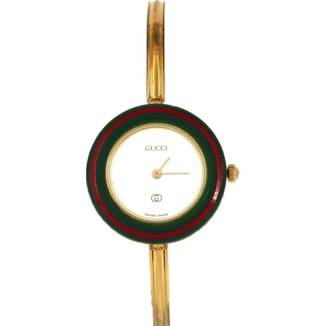 Gucci Change Ring GP Size M 1100-L Quartz Watch: --- Catalog ---Category: SizeWrist Size: 16.5cm / 6.49''Case Diameter: 26mm / 1.02''Category: DesignType: WristwatchGender: WomenColor (Dial): WhiteMaterial (Band): Gold platedMaterial (Case): Gold pl