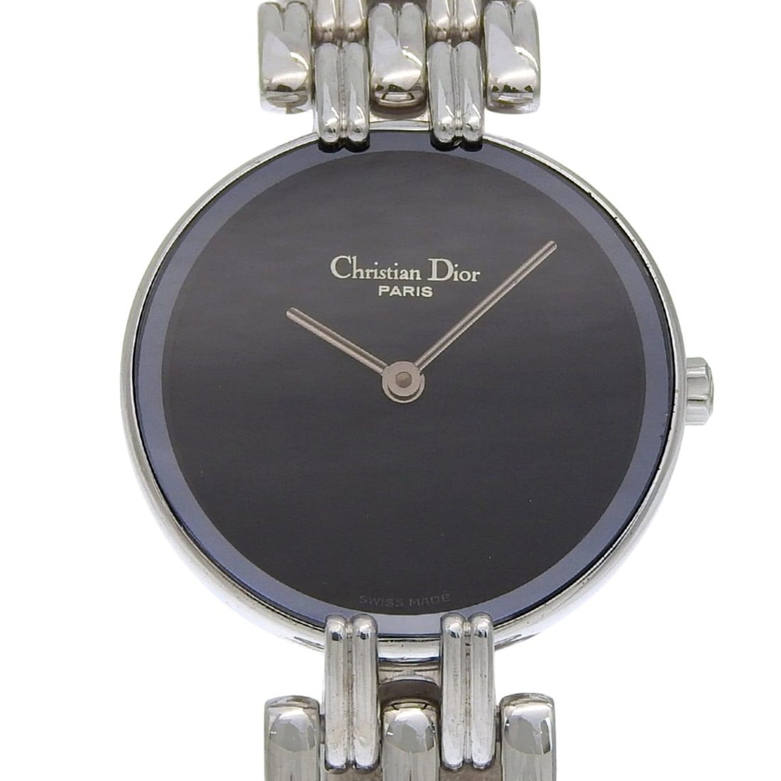Christian Dior Bakira Watch D44-120 Stainless Steel Silver Quartz Analog Black Dial Women's: --- Catalog ---Category: SizeWrist Size: 15cm / 5.9''Case Diameter: 23mm / 0.91''Category: DesignType: WristwatchGender: WomenColor (Dial): BlackMaterial (Band): Stainless steelMaterial (Case): Stainl