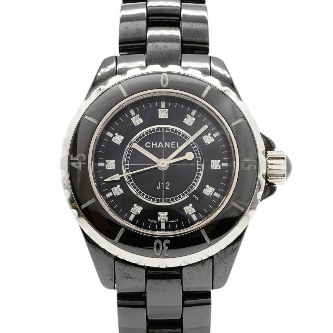 Chanel J12 H1625 Black Dial Women's Watch: --- Catalog ---Category: SizeWrist Size: 14cm / 5.51''Case Diameter: 34mm / 1.34''Category: DesignType: WristwatchGender: WomenColor (Dial): BlackMaterial (Band): CeramicCategory: GeneralMPN: H1625Bra