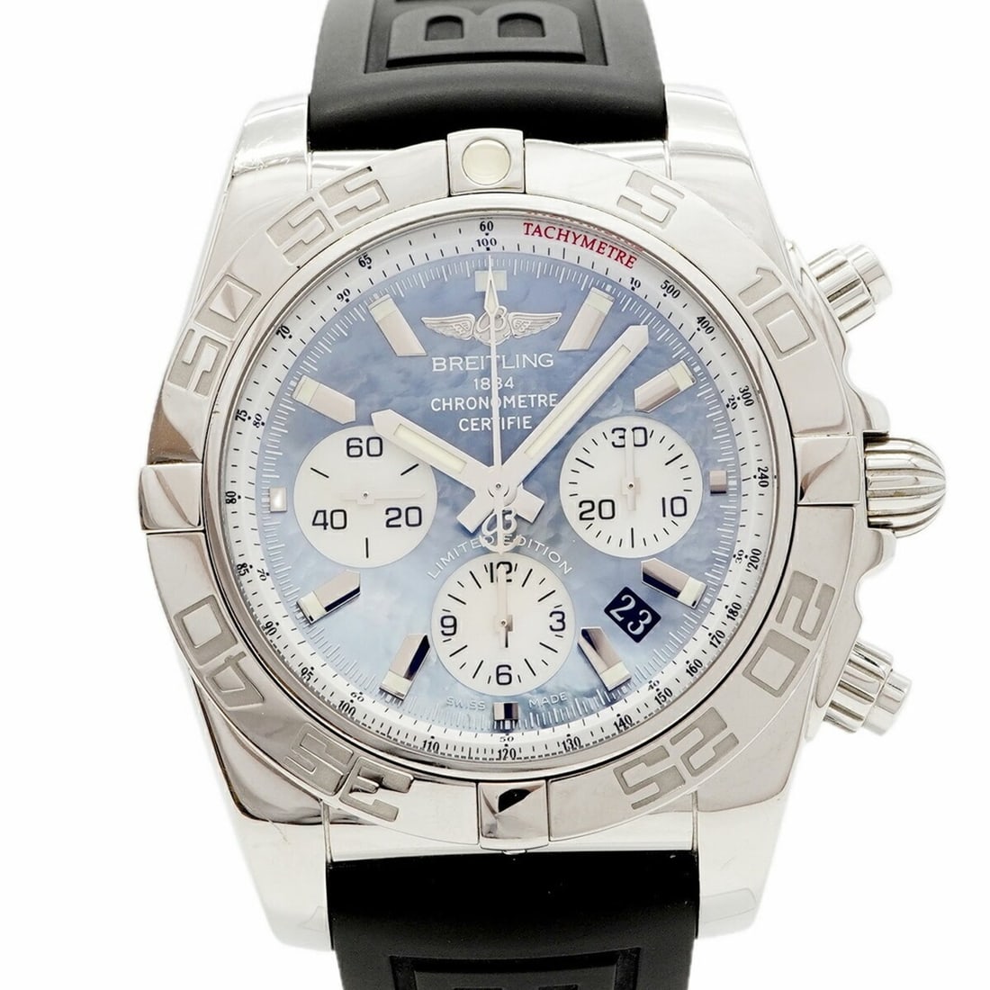 Breitling Chronomat 44 Japan Limited Edition (400 pieces) AB01103C BC48 Blue Dial Men's Watch: --- Catalog ---Category: SizeWrist Size: 20.5cm / 8.07''Case Diameter: 43.8mm / 1.72''Category: DesignType: WristwatchGender: MenColor (Dial): BlueMaterial (Band): RubberCategory: GeneralMPN: AB01103C