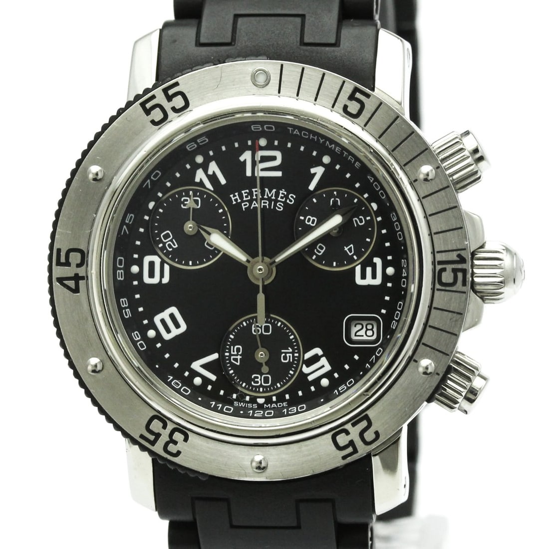 HERMES Clipper Diver Chronograph Quartz Ladies Watch CL2.315 Polished (1 of 9)