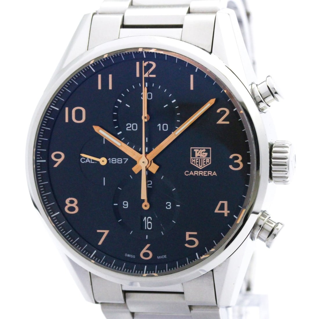TAG HEUER Carrera Calibre 1887 Chronograph Steel Automatic Mens Watch CAR2014: --- Catalog ---Category: SizeCase Diameter: 43mm / 1.69''Category: DesignType: WristwatchStyle: SportGender: MenColor (Dial): BlackMaterial (Band): Stainless steelMaterial (Case): Stainless steelCateg
