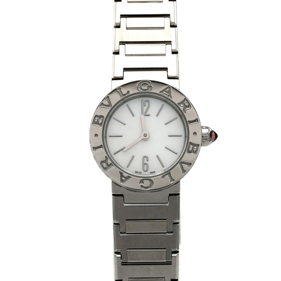Bvlgari BB23S 103695 SS Quartz Watch: --- Catalog ---Category: SizeWrist Size: 16.5cm / 6.49''Case Diameter: 23mm / 0.91''Category: DesignType: WristwatchGender: WomenColor (Dial): WhiteMaterial (Band): Stainless steelMaterial (Case): Sta