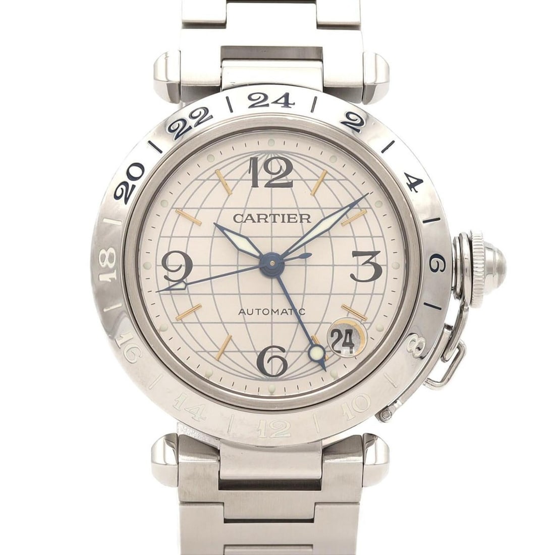 Cartier Pasha C GMT W31029M7 Stainless Steel Automatic Watch (1 of 7)