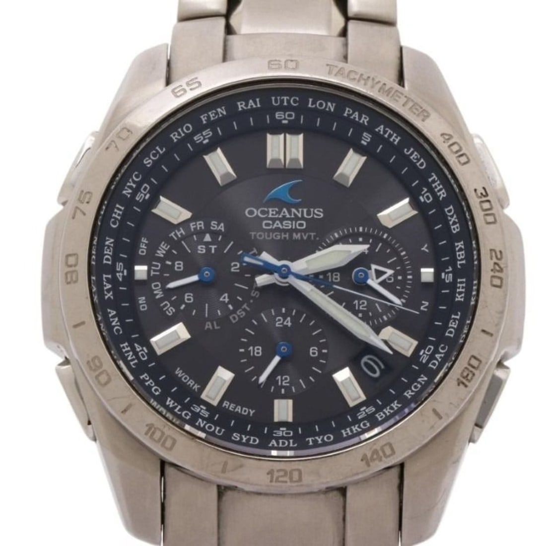 CASIO Oceanus OCW-T600-1AJF Black Silver Titanium Men's Analog Watch: --- Catalog ---Category: SizeWrist Size: 18.5cm / 7.28''Case Diameter: 43.2mm / 1.7''Category: DesignType: WristwatchGender: MenColor (Dial): BlackMaterial (Band): TitaniumMaterial (Case): TitaniumCat