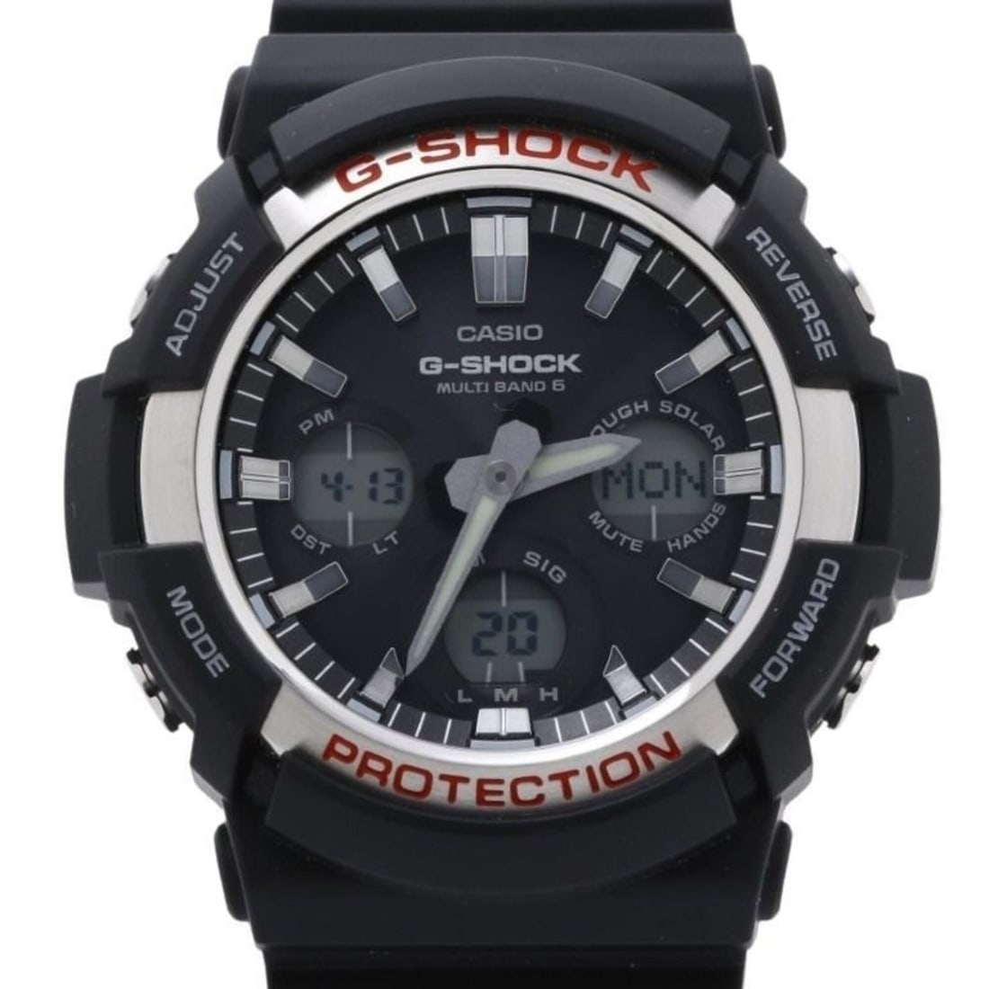 CASIO G-SHOCK ANALOG-DIGITAL GAW-100 SERIES GAW-100-1AJF Black Resin/Stainless Steel Men's Watch: --- Catalog ---Category: SizeWrist Size: 20.5cm / 8.07''Case Diameter: 52.5mm / 2.07''Category: DesignType: WristwatchGender: MenColor (Dial): BlackMaterial (Band): Plastic, Stainless steelMaterial (C