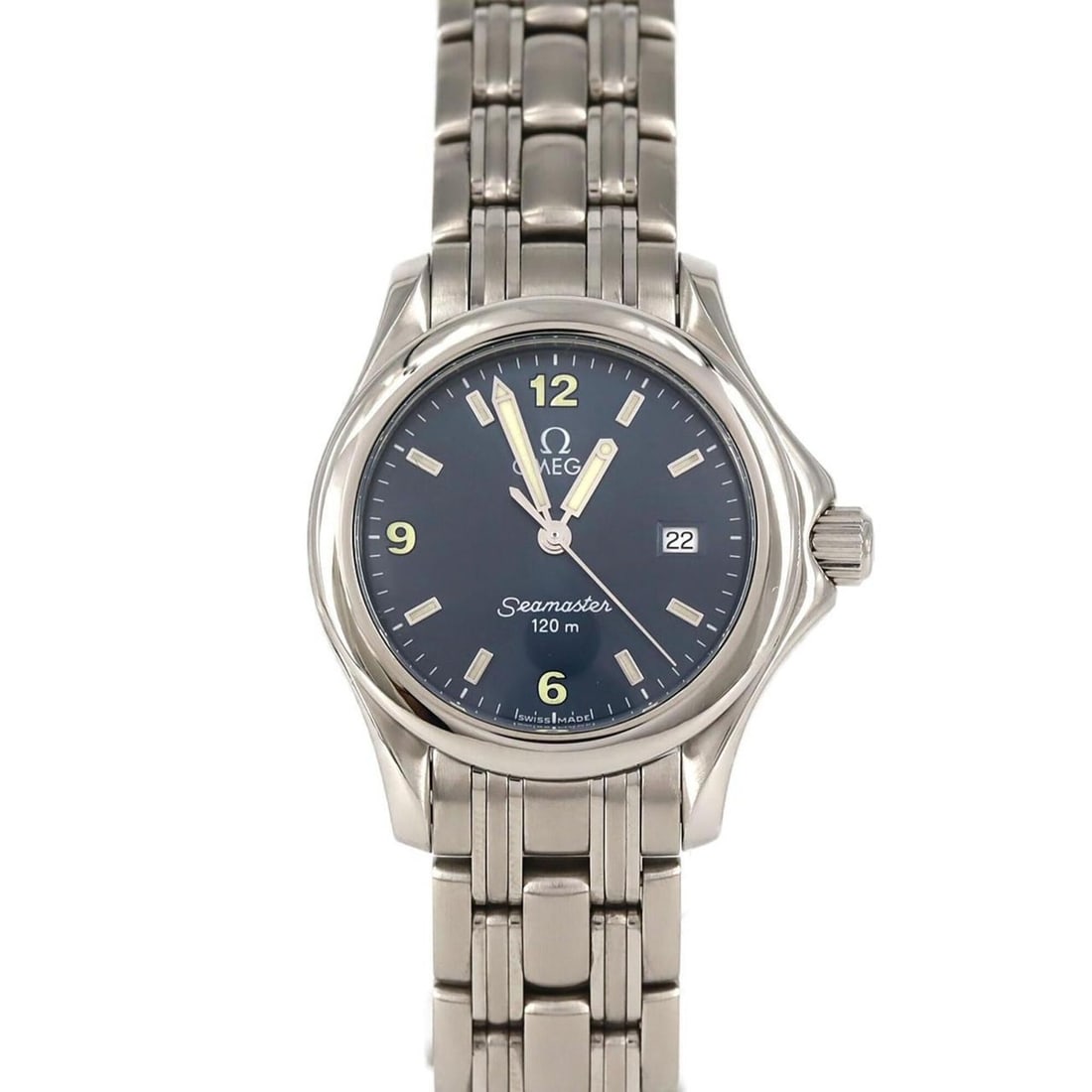 Omega Seamaster 120 2571.83 Stainless Steel Quartz Watch: --- Catalog ---Category: SizeWrist Size: 15cm / 5.9''Case Diameter: 28.5mm / 1.12''Category: DesignType: WristwatchGender: WomenColor (Dial): BlueMaterial (Band): Stainless steelMaterial (Case): Stain