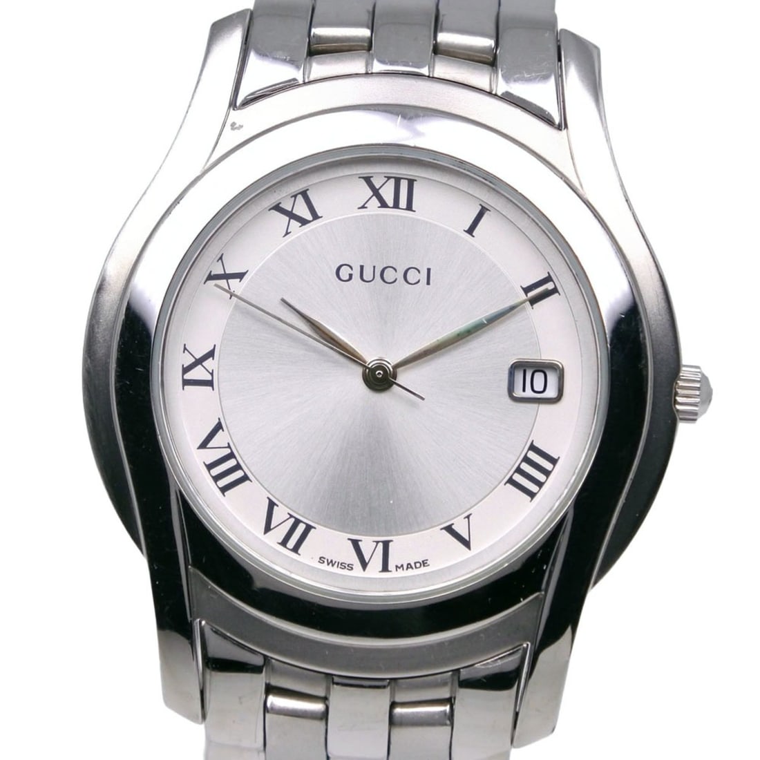 Gucci 5500M Stainless Steel Quartz Analog Watch with Silver Dial for Women: --- Catalog ---Category: SizeWrist Size: 17cm / 6.69''Case Diameter: 35mm / 1.38''Category: DesignType: WristwatchGender: WomenColor (Dial): SilverMaterial (Band): Stainless steelMaterial (Case): Stai