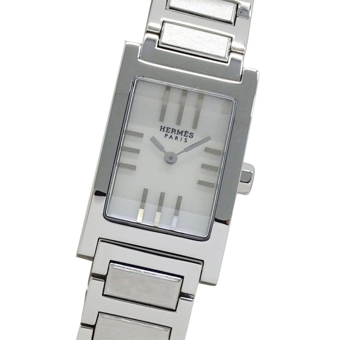 Hermes HERMES Women's Watch, Tandem Shell Quartz, Stainless Steel (SS) TA1.210, Silver, Square,: --- Catalog ---Category: SizeWrist Size: 16cm / 6.29''Case Diameter: 19mm / 0.75''Category: DesignType: WristwatchGender: WomenColor (Dial): White shellMaterial (Band): Stainless steelMaterial (Case):