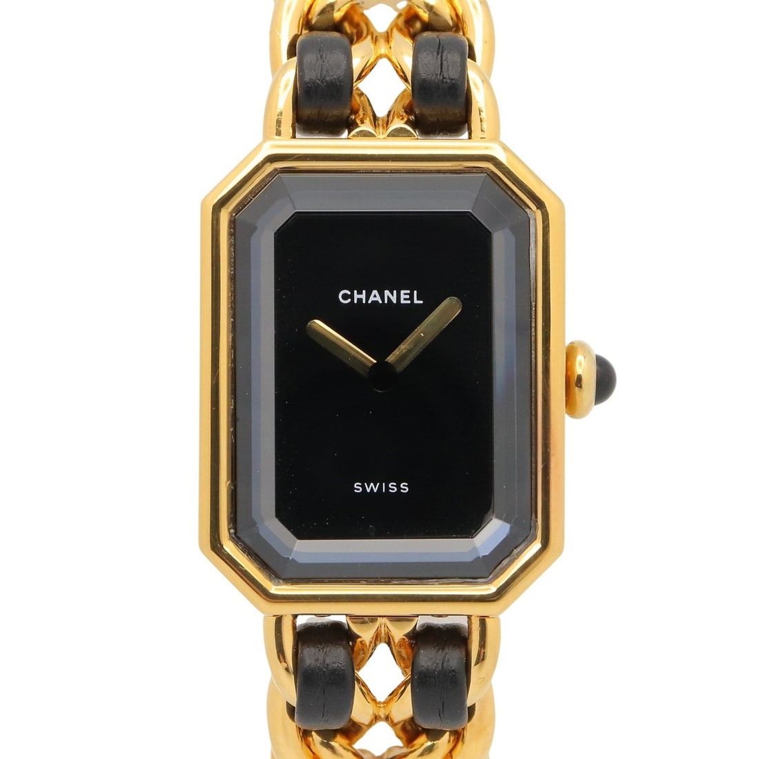 Chanel CHANEL Première M Watch, Gold Plated Leather, Women's, Black, H0001 (1 of 14)