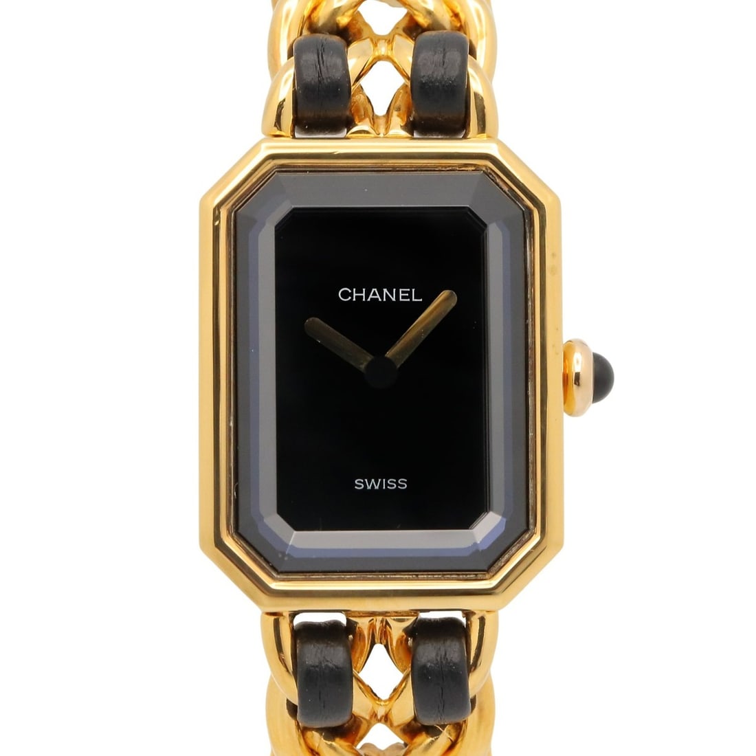Chanel CHANEL Première S Watch, Gold Plated (GP), Leather Strap, Women's, Black, H0001: --- Catalog ---Category: SizeWrist Size: 13cm / 5.11''Case Diameter: 20mm / 0.79''Category: DesignType: WristwatchGender: WomenColor (Dial): BlackMaterial (Band): Gold plated, LeatherMaterial (Case): 