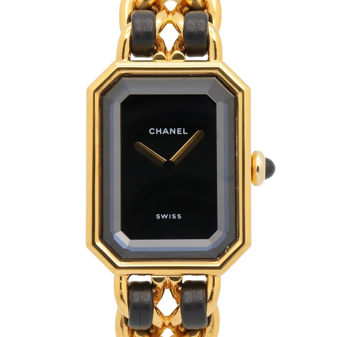 Chanel CHANEL Première M Watch, Gold Plated Leather, Women's, Black, H0001 (1 of 12)