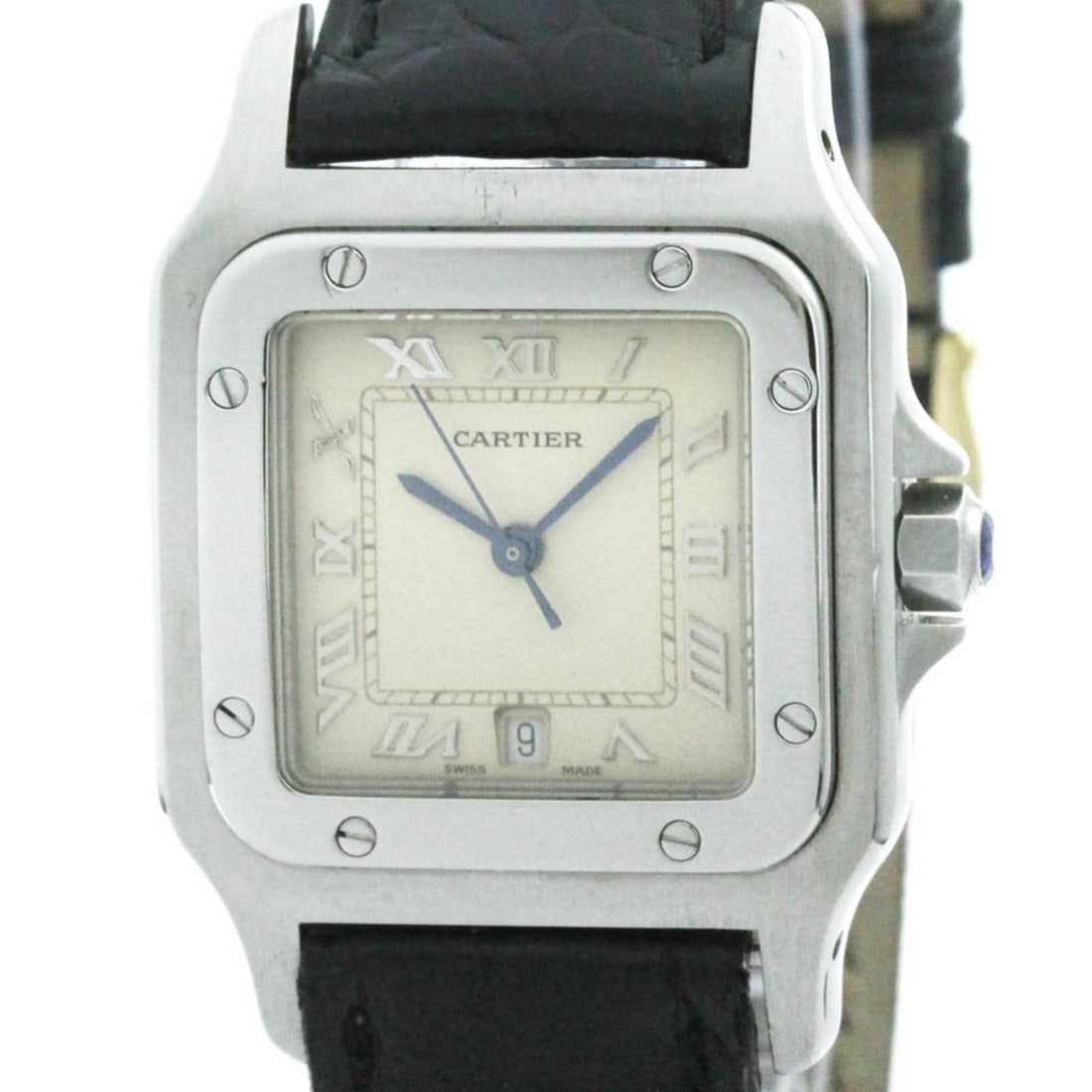 CARTIER Santos Galbee Steel Quartz Mens Watch W20025D6 Polished: --- Catalog ---Category: SizeCase Diameter: 29mm / 1.14''Category: DesignType: WristwatchStyle: Dress/FormalGender: MenColor (Dial): SilverMaterial (Band): LeatherMaterial (Case): Stainless steelCateg