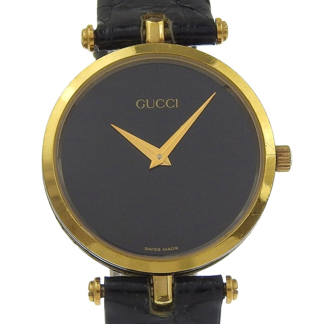 Gucci Sherry Line Watch, Gold Plated, Quartz, Analog, Black Dial, Men's: --- Catalog ---Category: SizeWrist Size: 14cm - 17cm / 5.51'' - 6.69''Case Diameter: 30mm / 1.18''Category: DesignType: WristwatchGender: MenColor (Dial): BlackMaterial (Case): Gold platedCategory: Ge
