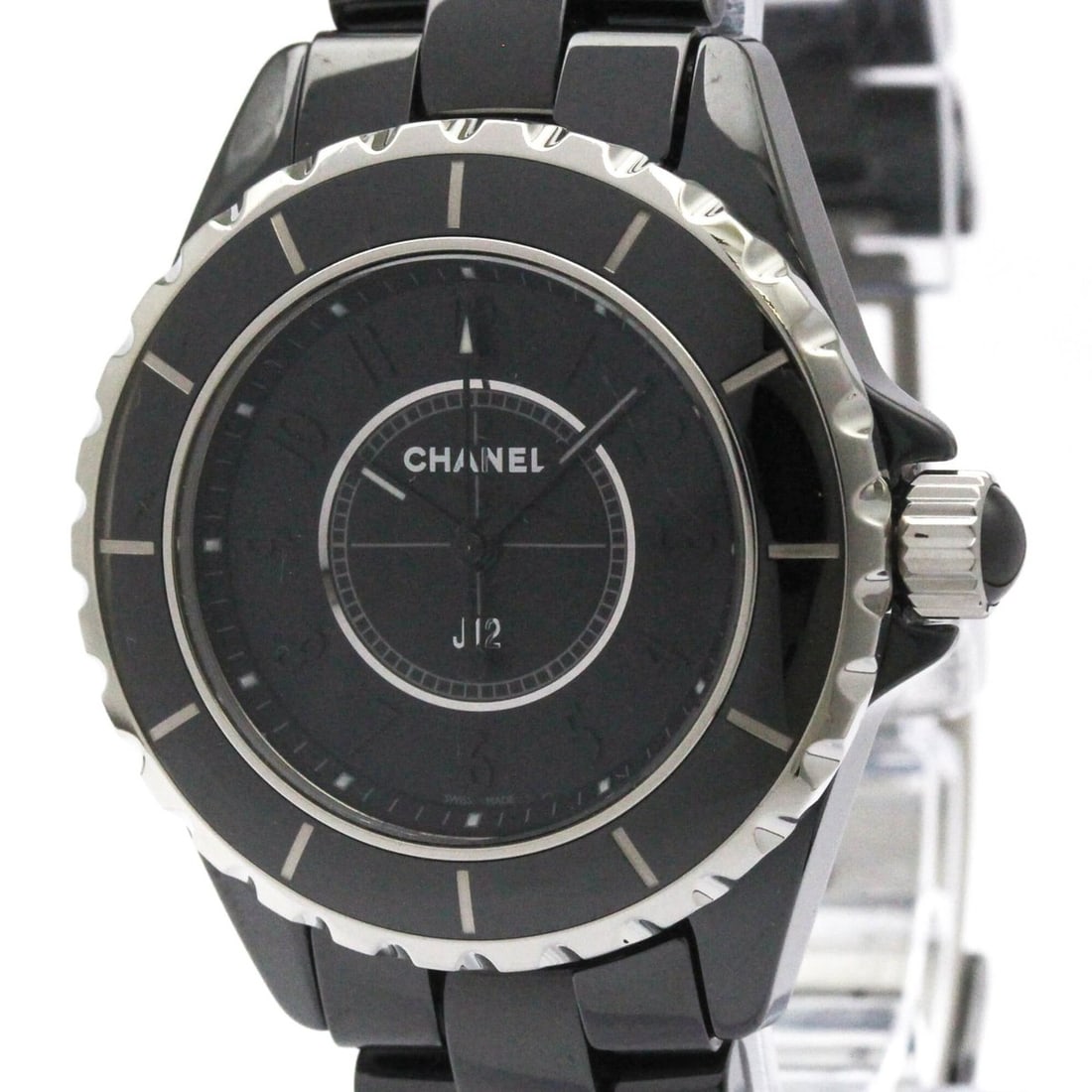 CHANEL J12 Intense Black Ceramic Quartz Ladies Watch H3828 Polished (1 of 8)