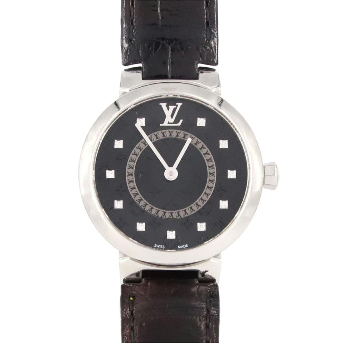 Louis Vuitton Tambour Slim Black 11P QA143 SS Quartz Watch (1 of 8)