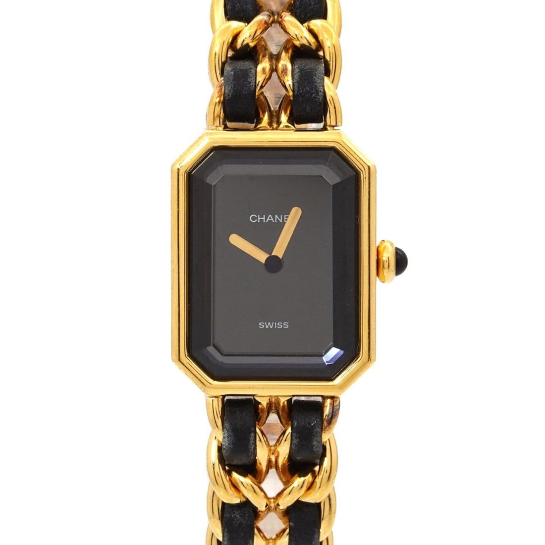 Chanel Premiere XL size H0001 Women's Watch Black Gold Quartz: --- Catalog ---Category: SizeWrist Size: 17cm / 6.69''Case Diameter: 20mm / 0.79''Category: DesignType: WristwatchGender: WomenColor (Dial): BlackMaterial (Band): Gold plated, Leather, Stainless steel