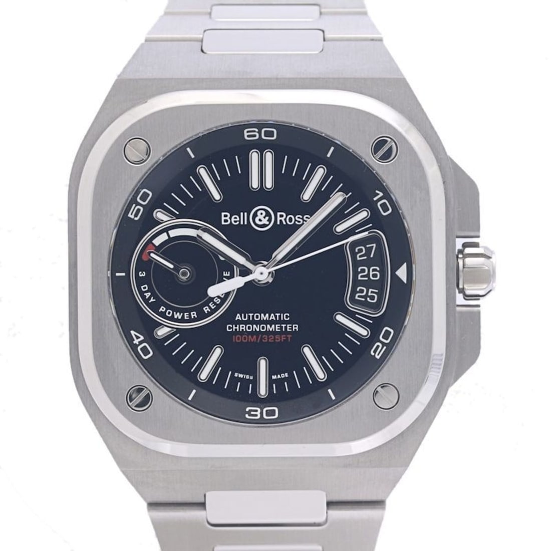 Bell & Ross BR-X5 Black Steel BRX5R-BL-ST SST Men's Watch SS 40275: --- Catalog ---Category: SizeWrist Size: 19.5cm / 7.67''Case Diameter: 41mm / 1.61''Category: DesignType: WristwatchGender: MenColor (Dial): BlackMaterial (Band): Stainless steelMaterial (Case): Stain