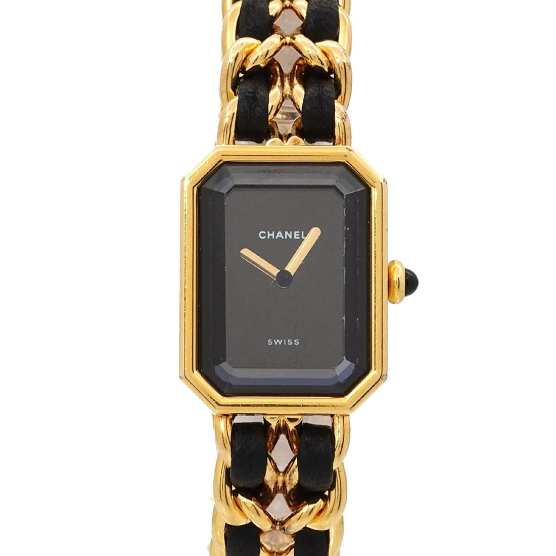 Chanel Premiere Large Size H0001 Women's Watch Black Gold Quartz: --- Catalog ---Category: SizeWrist Size: 16cm / 6.29''Case Diameter: 20mm / 0.79''Category: DesignType: WristwatchGender: WomenColor (Dial): BlackMaterial (Band): Gold plated, Leather, Stainless steel