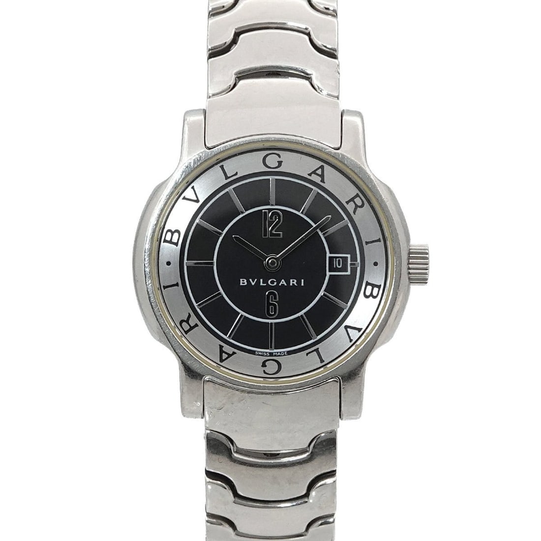 Bulgari BVLGARI Solo Tempo ST29S Women's Watch, Date, Black, Quartz Watch: --- Catalog ---Category: SizeWrist Size: 15cm / 5.9''Case Diameter: 29mm / 1.14''Category: DesignType: WristwatchGender: WomenColor (Dial): BlackMaterial (Band): Stainless steelMaterial (Case): Stainl