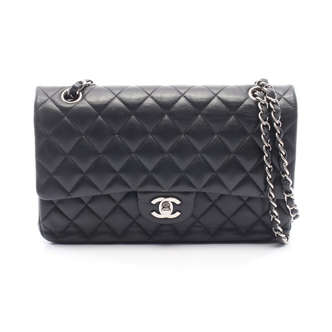 CHANEL Matelasse Double Flap Shoulder Bag in Lambskin Leather, Black, Women's, A01112: --- Catalog ---Category: SizeSize (HxWxD): 16cm x 25cm x 6.5cm / 6.29'' x 9.84'' x 2.55''Category: DesignType: Shoulder bagColor: BlackGender: WomenMaterial: Leather Hardware Color: SilverLeather/Fur